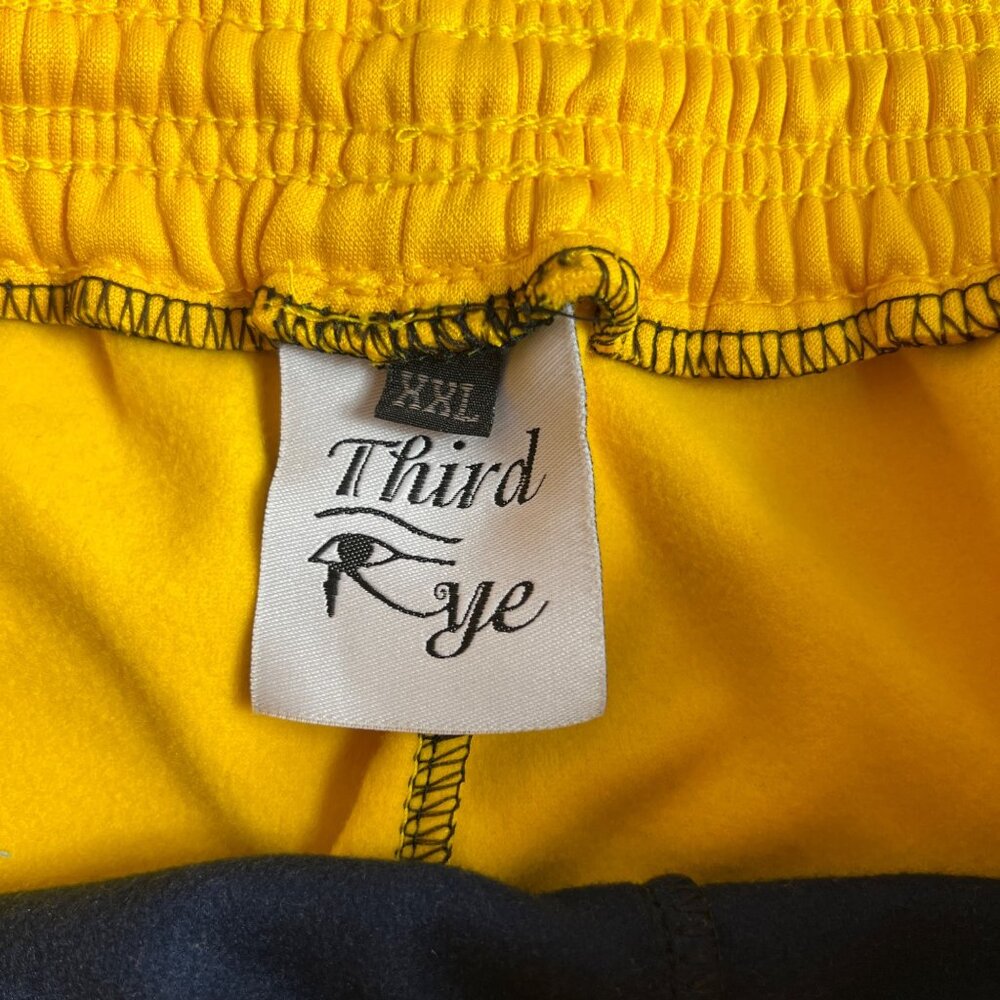 Third Eye Yellow & Navy Jogger Pants With Zip Pockets & Elastic Waist Size XXL - Picture 6 of 10